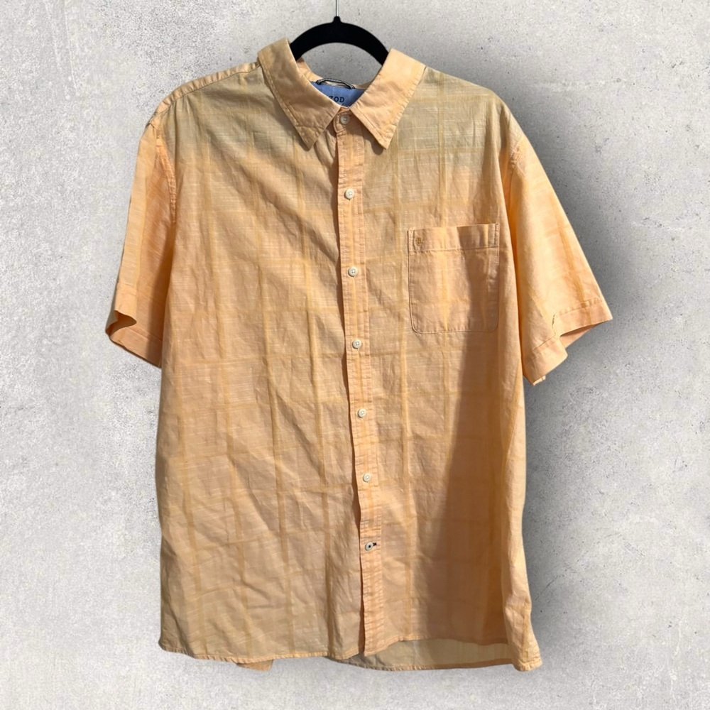 IZOD Saltwater Button Down Shirt Short Sleeve Orange XL